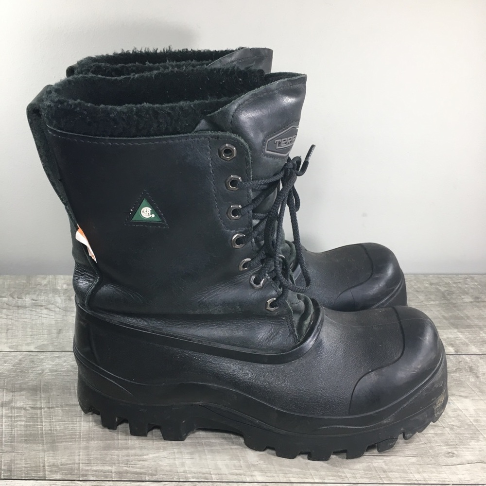 Terra Men's Work Lace Up Black Leather Composite Toe Safety Insulated Boots 8